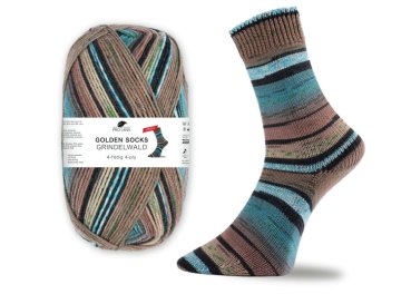 Grindelwald, stretch sock wool, Golden socks, Pro Lana, golden socks brown, blue